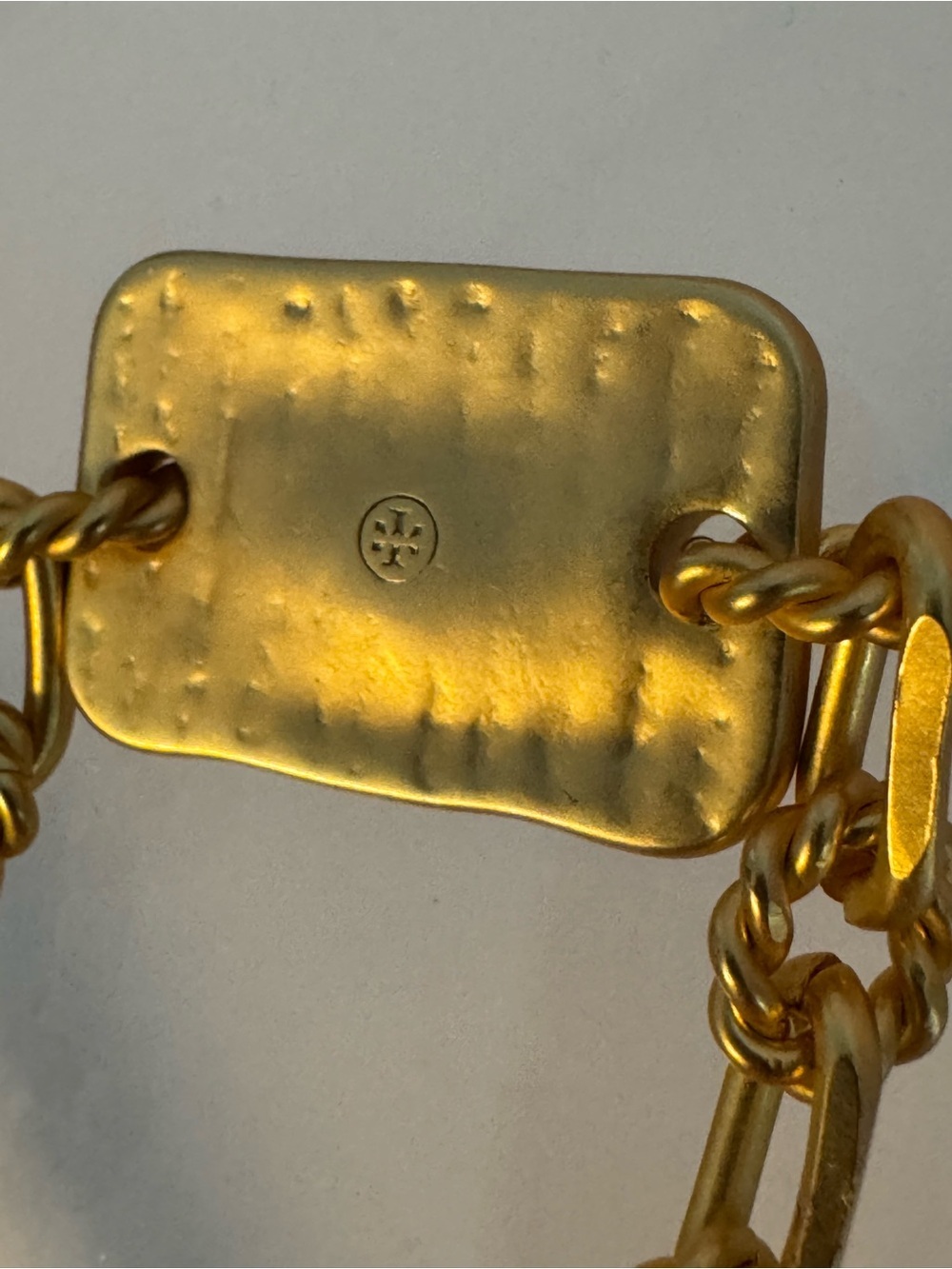Tory Burch Torsade Signature Bar Chain 18K Gold Plated Brass Bracelet - Picture 5 of 7